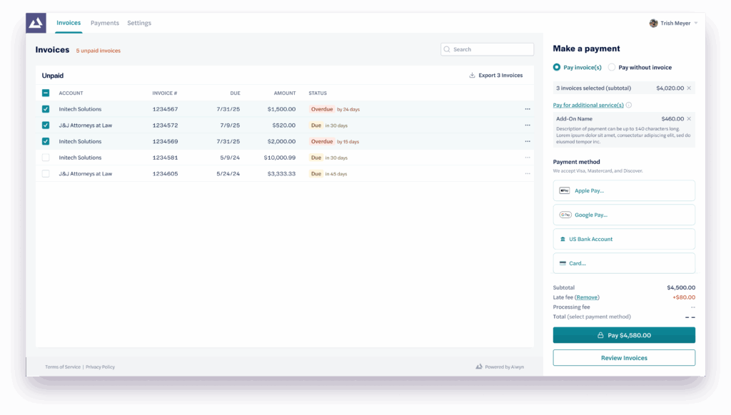 Aiwyn Payment Methods
